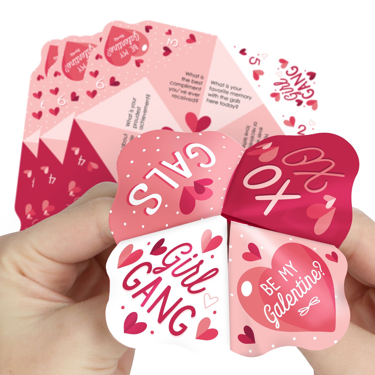 Big Dot of Happiness Happy Galentine’s Day - Valentine’s Day Party Cootie Catcher Game - Conversation Starters Fortune Tellers - Set of 12